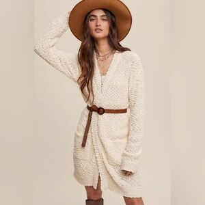Listicle Popcorn Knit Open Cardigan